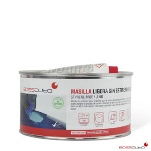 BOSSAUTO LICHTGEWICHT POLYSTER PLAMUUR, 1.3 KG, STYREEM VRIJ.